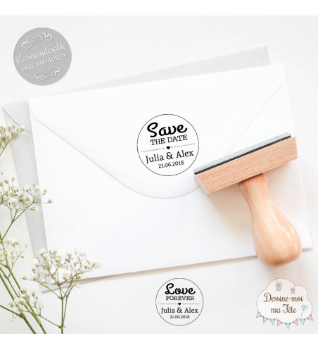 Tampon mariage personnalisé - "Save the date 2"