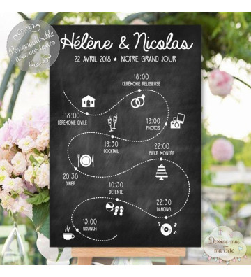 Tableau Programme Mariage "Ardoise" personnalisé