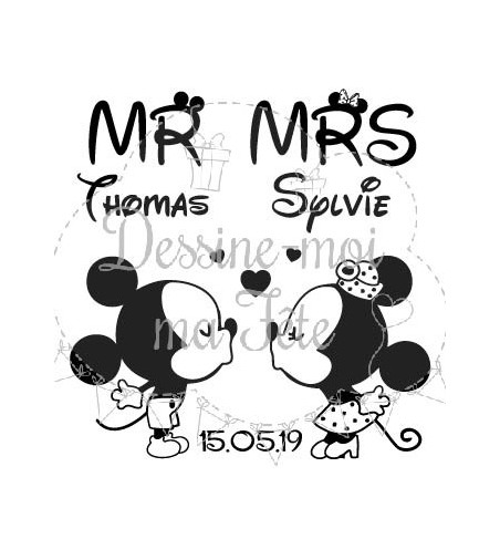 Tampon mariage personnalisé - "Mickey & Minnie"