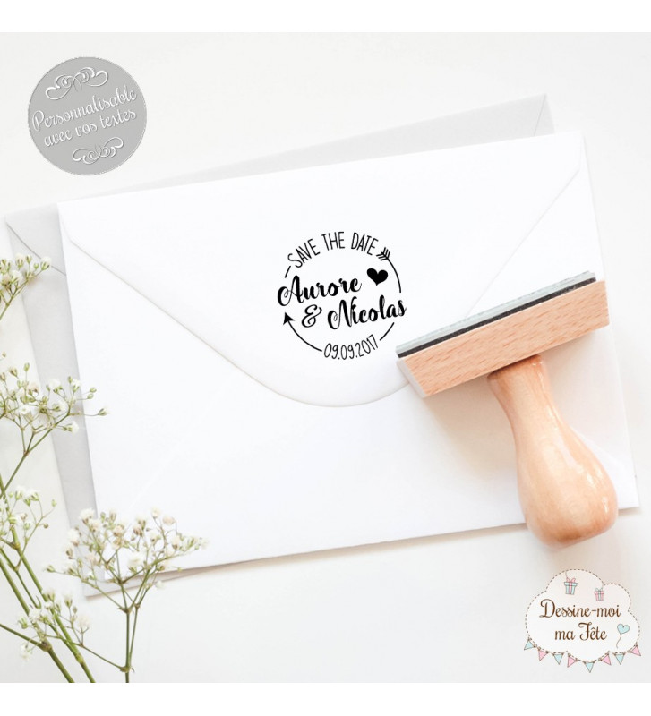 Tampon mariage personnalisé - "Save the date 1"