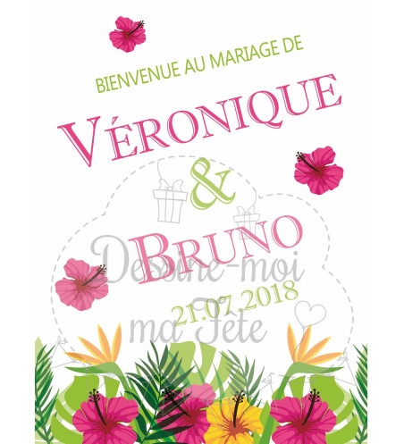 Tableau de Bienvenue Mariage "Les Iles / Tropique" personnalisé