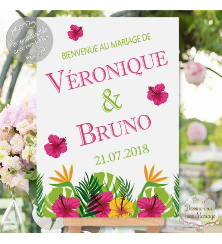 Tableau de Bienvenue Mariage "Les Iles / Tropique" personnalisé