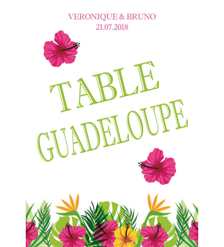 Marque table de mariage Chevalet " Les Iles / Tropique " personnalisé