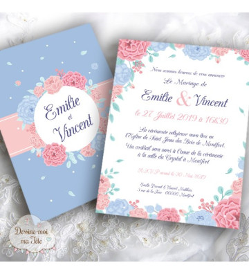 Faire part de Mariage - Bleu Serenity Chic