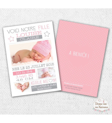 Faire part de naissance fille - "Minimaliste fille"