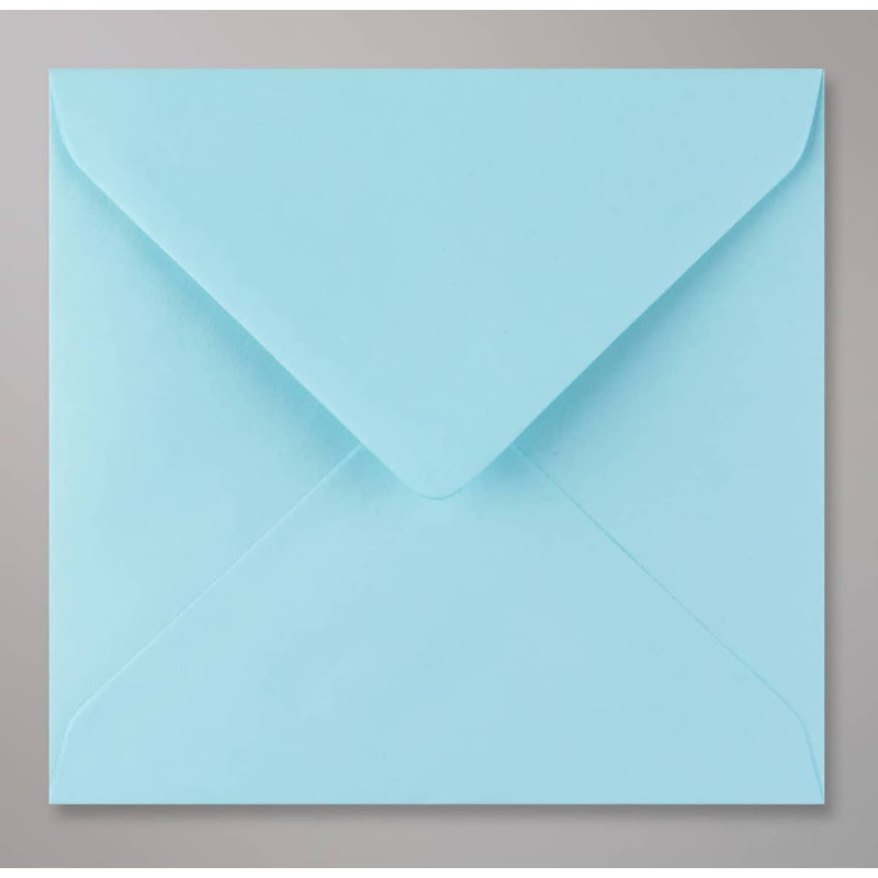Glüxx-Agent Lot de 25 enveloppes carrées Bleu azur 15,5 x 15,5 cm 100 g/m² à fermeture gommée 