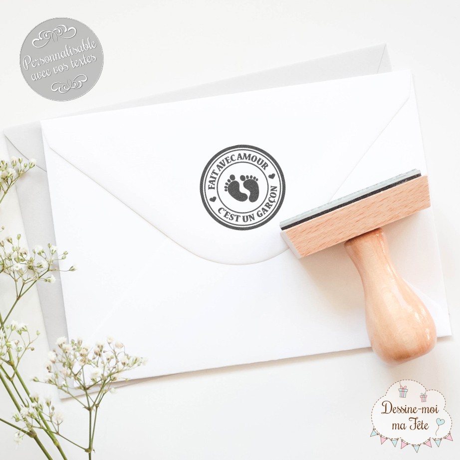 Tampon De Naissance Personnalise Fait Avec Amour Garcon