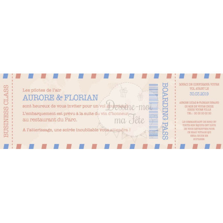 Carte pour repas - Boarding pass - en option