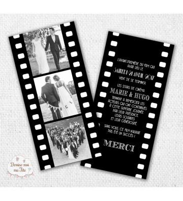 Carte Remerciements Mariage - Cinéma