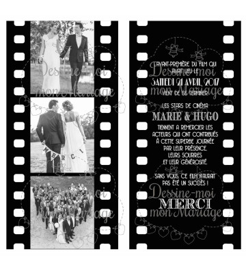 Carte Remerciements Mariage - Cinéma