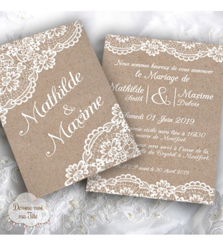 Faire part de Mariage - Bohème / Rustique Chic