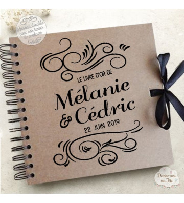 Livre d'Or mariage kraft - Arabesque à personnaliser pour votre mariage