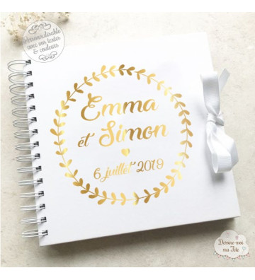 Livre d'Or mariage - Couronne de fleurs -  à personnaliser pour votre mariage