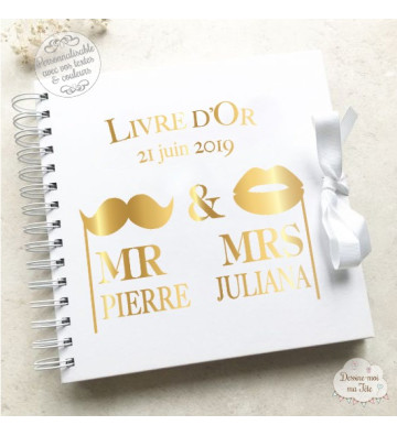 Livre d'Or mariage - "Mr & Mrs" - à personnaliser pour votre mariage