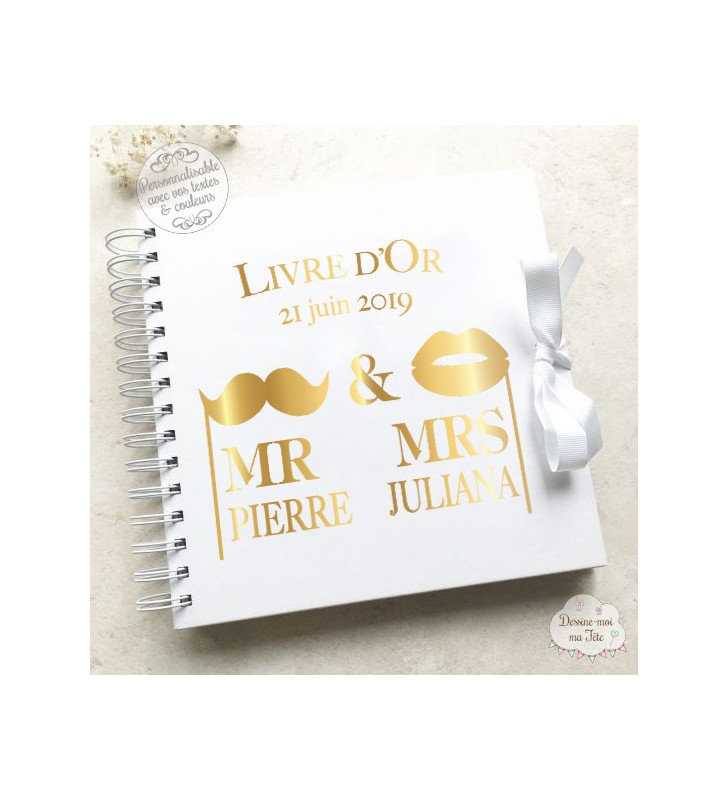 Livre d'Or mariage - "Mr & Mrs" - à personnaliser pour votre mariage