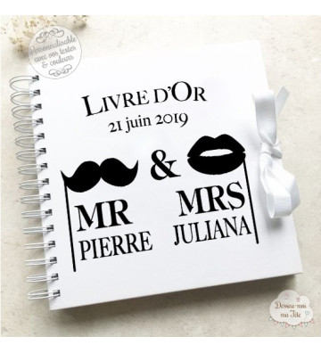 Livre d'Or mariage - "Mr & Mrs" - à personnaliser pour votre mariage