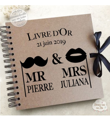 Livre d'Or mariage kraft - "Mr & Mrs" - à personnaliser pour votre mariage