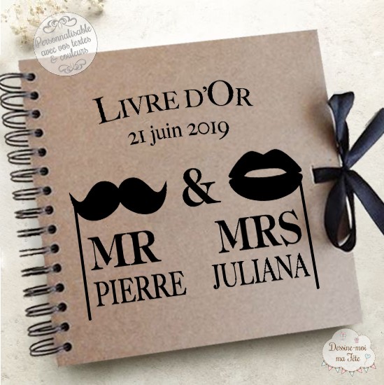 Monsieur Et Monsieur Madame & Mme-Mariage Large Personnalisé Mariage Livre d'Or-Monsieur & Madame 