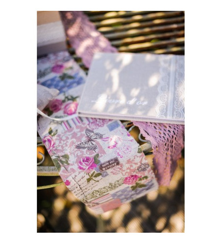 Livre d'Or de mariage en lin et dentelle