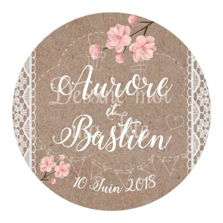 24 Autocollants mariage personnalisés - "Bohème Romantique"