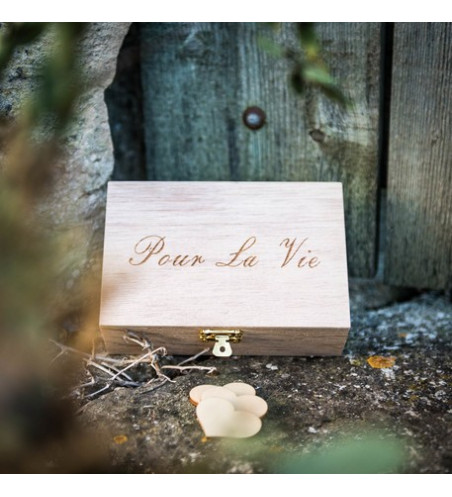 Livre d'Or mariage boite en bois + 96 coeurs en bois