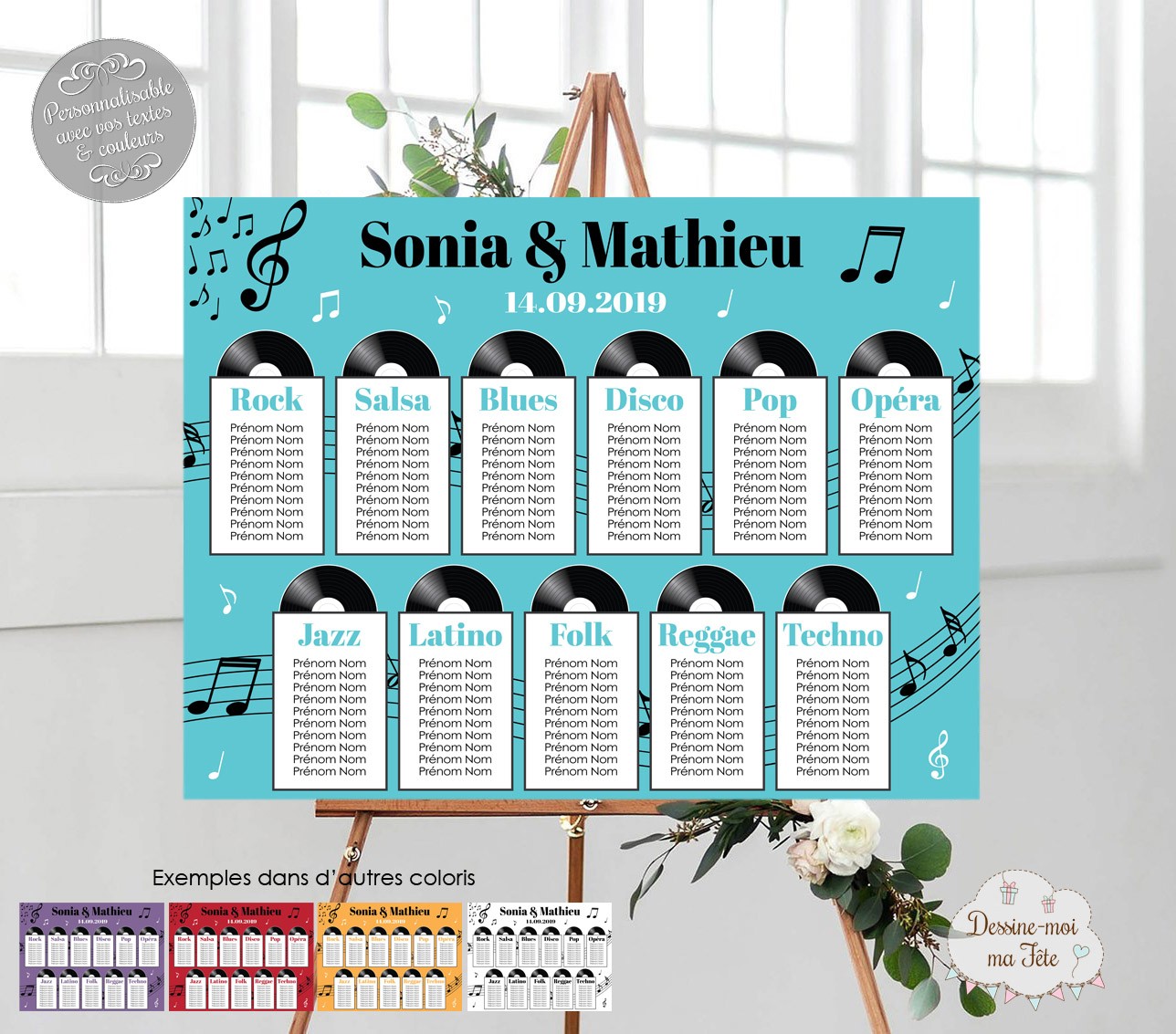 Plan De Table Mariage Musique Personnalise