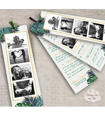 Faire part de Mariage Marque page - Tropique Chic