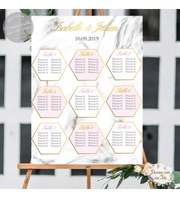 Plan de table de mariage - imitation marbre