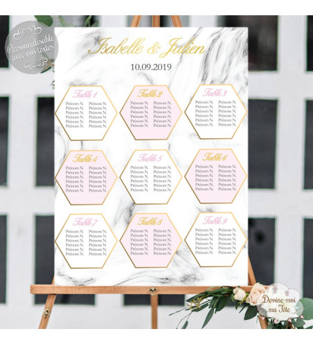 Plan de table de mariage - imitation marbre