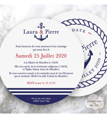 Faire part de Mariage - Marin / La mer