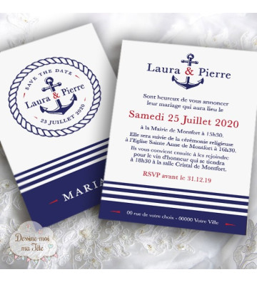 Faire part de Mariage - Marin / La mer 2