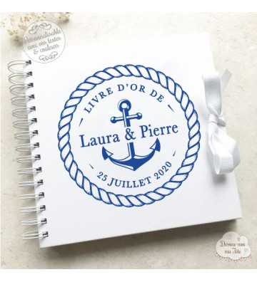 Livre d'Or mariage blanc - Marin - à personnaliser pour votre mariage