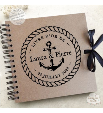 Livre d'Or mariage kraft - Marin - à personnaliser pour votre mariage