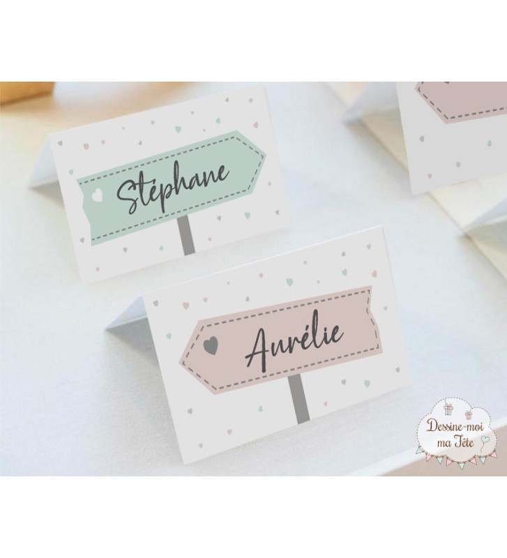 10 Marque-places "Panneau de direction"