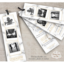 Faire part de Mariage - Marque page - esprit Marbre