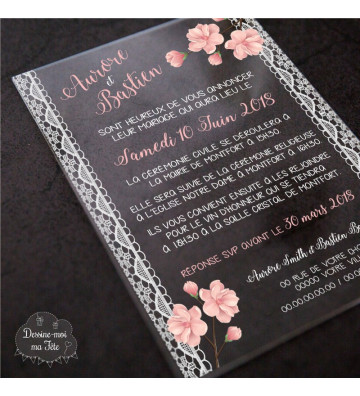 Faire part de Mariage plexi acrylique - Bohème