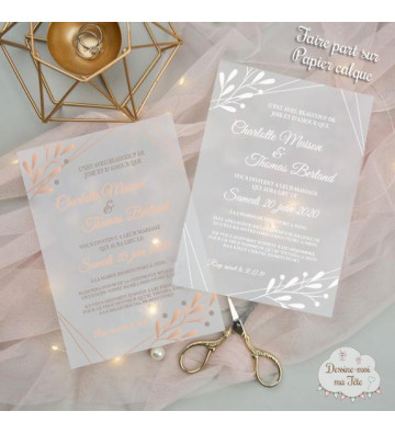 Faire part de Mariage papier Calque - "Branches"