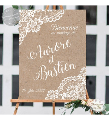 Tableau de Bienvenue Mariage Bohème / Rustique chic personnalisé