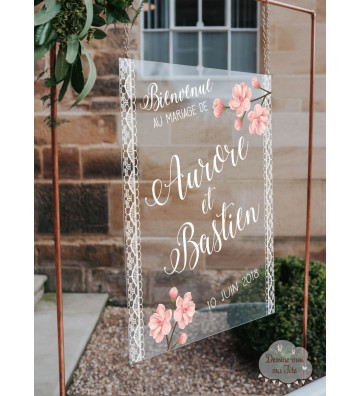 Tableau de bienvenue Mariage plexiglass transparent rond