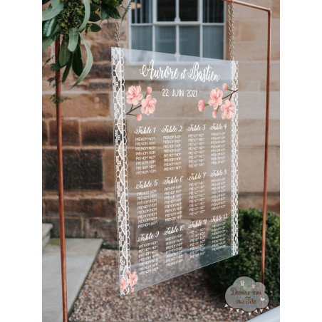 Plan de table sur Plexiglass transparent - Bohème Romantique