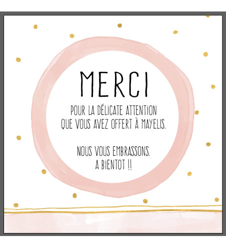 Carte remerciements de naissance fille - Aquarelle princesse
