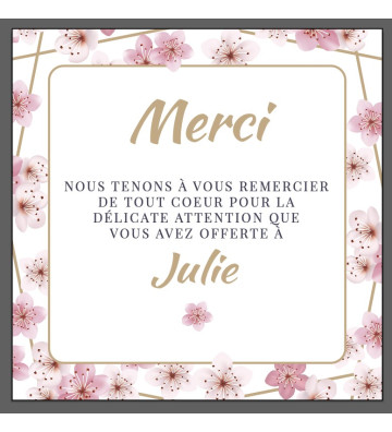 Carte remerciements de naissance fille - fleurs