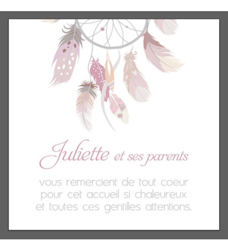 Carte remerciements de naissance fille - Calendrier bohème