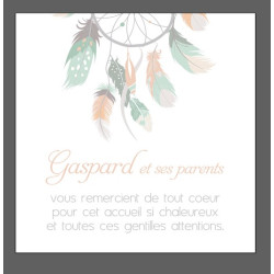 Carte remerciements de naissance garçon - Calendrier bohème