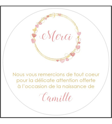 Faire part de naissance fille - couronne coeurs