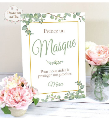 Tableau "Prenez un masque" Végétal