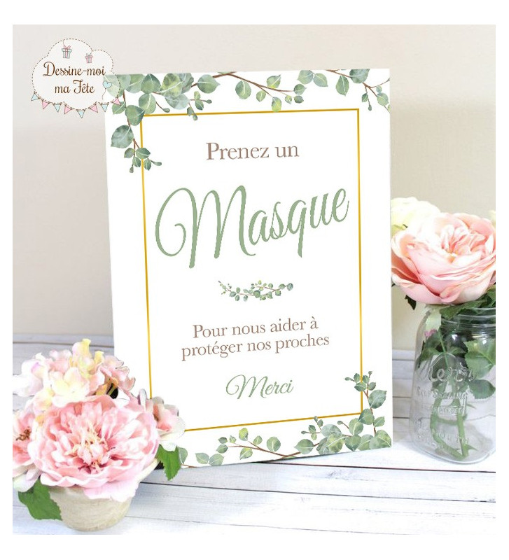 Tableau "Prenez un masque" Végétal