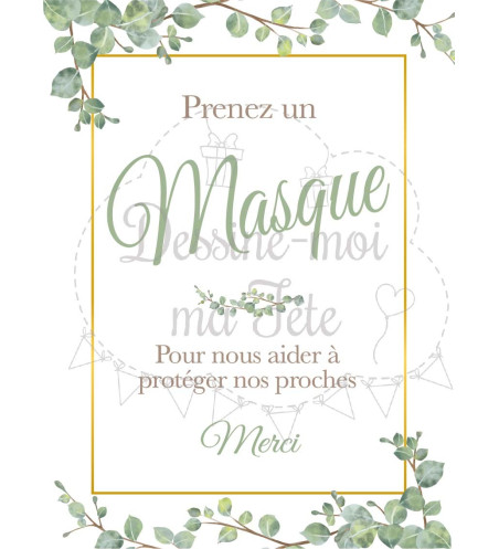 Tableau "Prenez un masque" Végétal