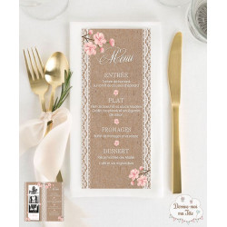 Menu de Mariage individuel - Bohème Romantique