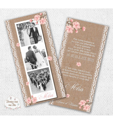 Carte Remerciements Mariage - Bohème Romantique